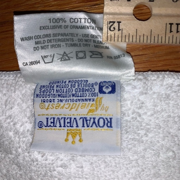 vintage 80s royal velvet bath Hand Towel  stitchsations hydrangea embroidery - Picture 7 of 14